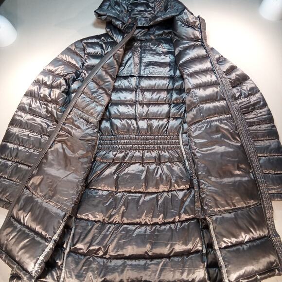 Calvin Klein Packable Down Puffer Coat Women’s XL Metallic Hooded Jacket - Picture 4 of 7